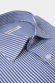 Chemise col français - Marine à rayures blanches