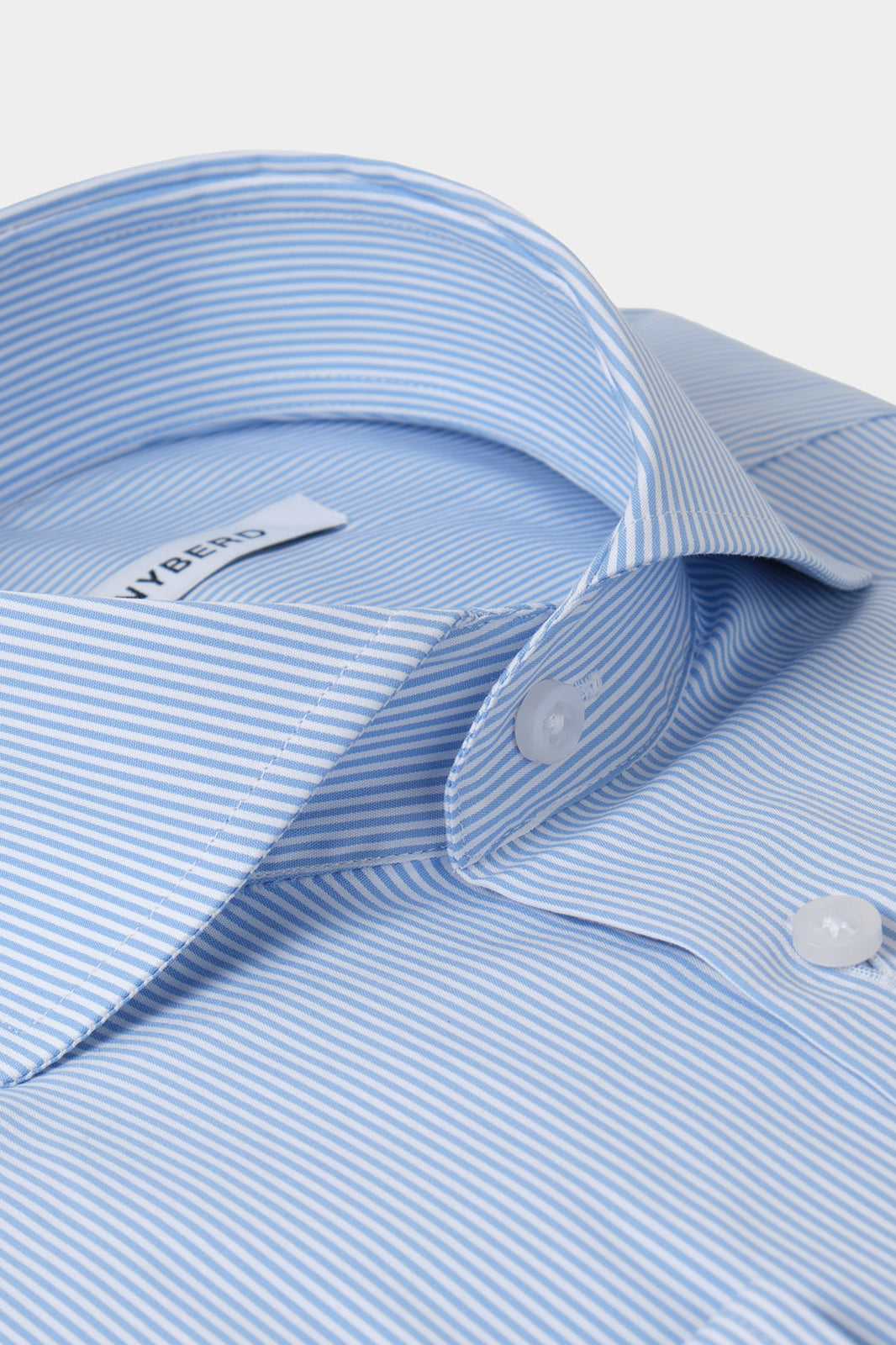 Chemise col italien Pop - Blanche et bleue rayée