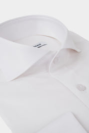 Chemise col Italien Poignets Mousquetaires - Blanc