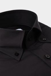 Chemise grand col boutonné - Noir