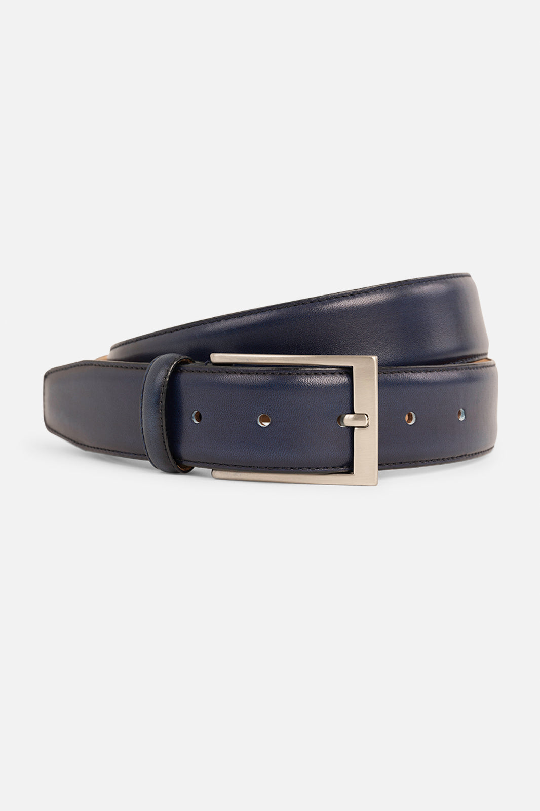 Patinated leather belt - Cognac