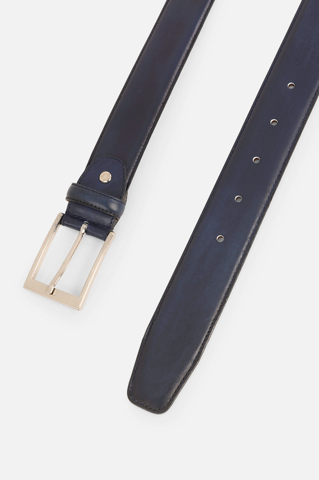 Ceinture en cuir patiné - Bleue