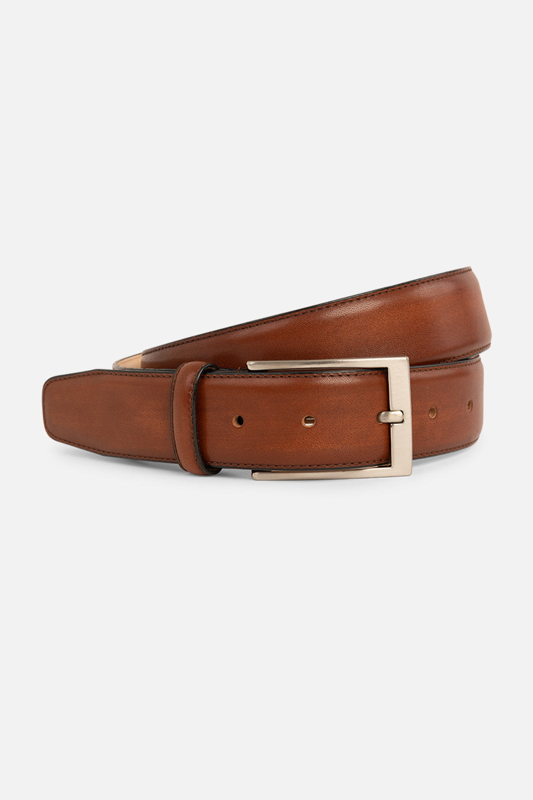 Patinated leather belt - Cognac