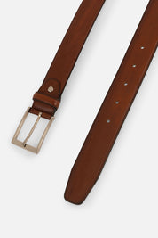 Patinated leather belt - Cognac