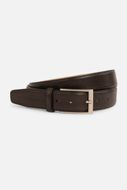 Patinated leather belt - Brown