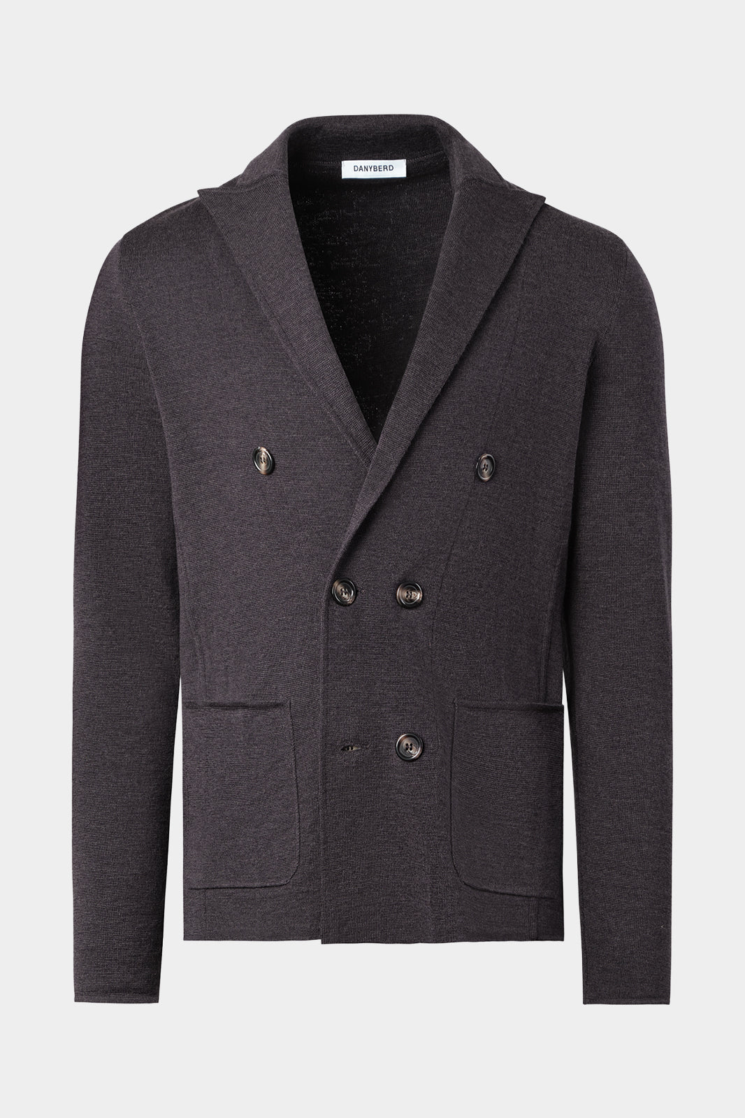 Vue sur fond blanc d'un blazer croisé Pise en gris anthracite