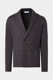 Vue sur fond blanc d'un blazer croisé Pise en gris anthracite