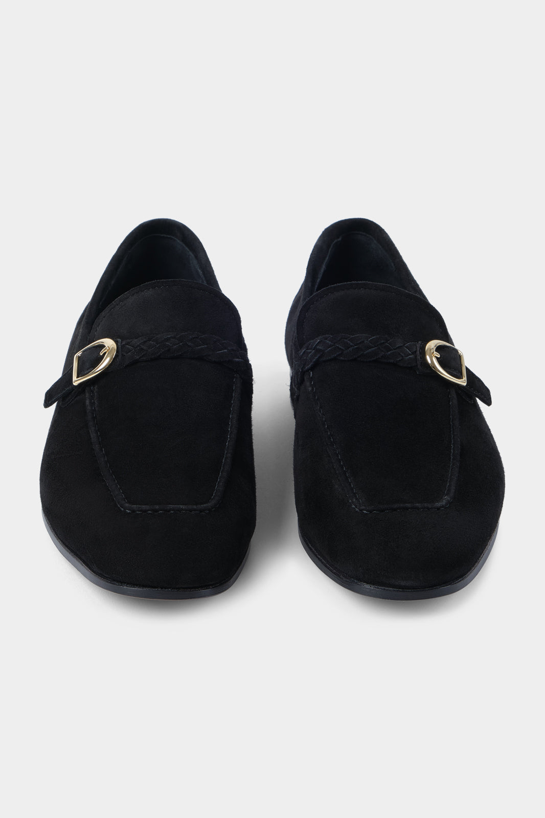 Leather moccasins with buckle - Black