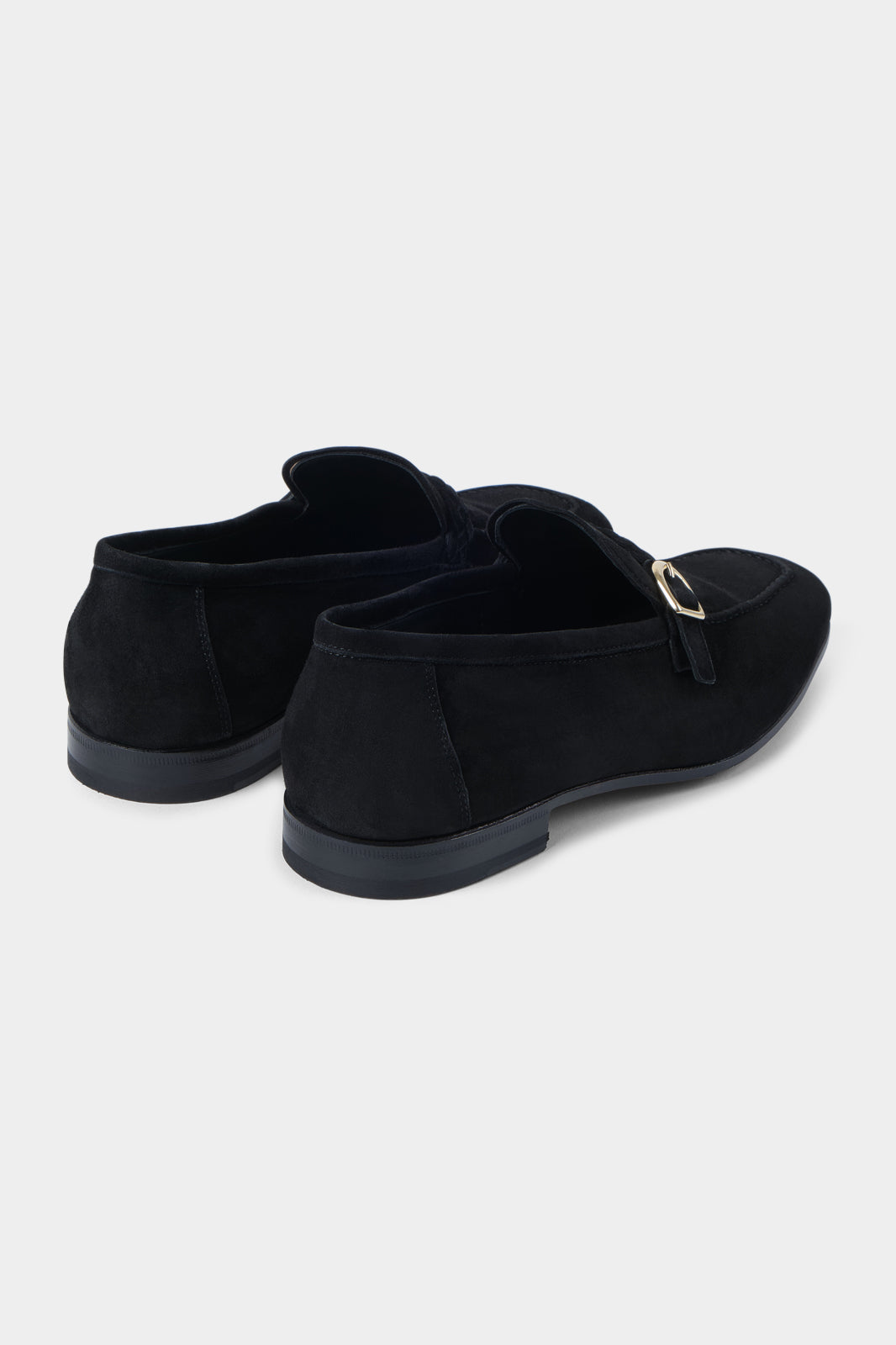 Leather moccasins with buckle - Black