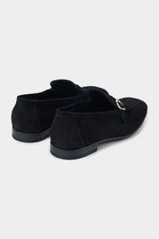 Leather moccasins with buckle - Black