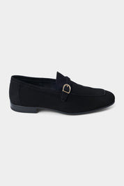Leather moccasins with buckle - Black