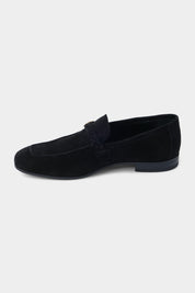 Leather moccasins with buckle - Black