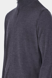 Cardigan zippé en laine - Gris anthracite