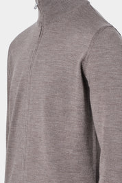 Cardigan zippé en laine - Taupe