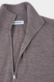 Cardigan zippé en laine - Taupe