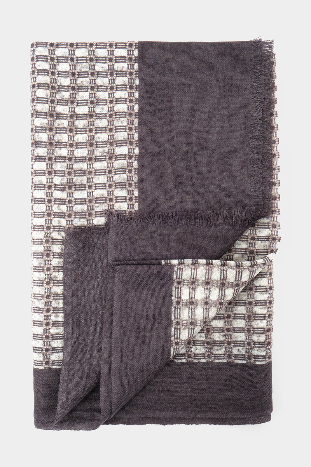 Chèche marron et blanc imprimés géométriques