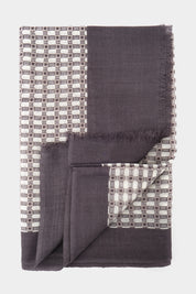 Chèche marron et blanc imprimés géométriques