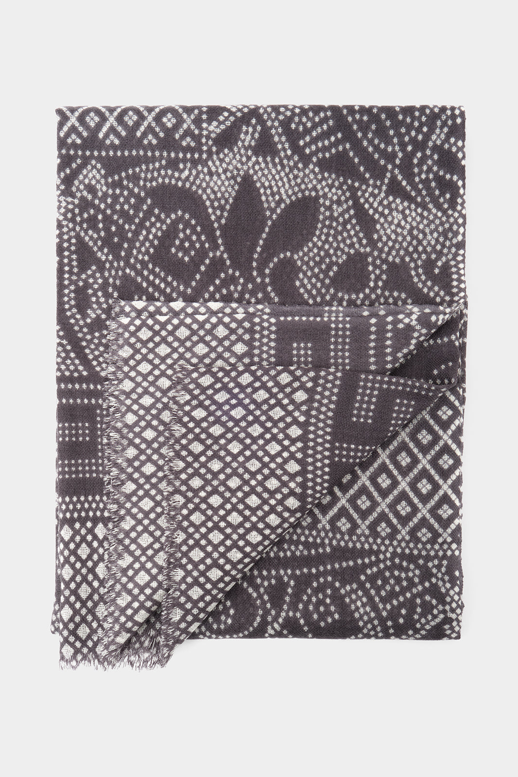 Chèche gris imprimés blanc