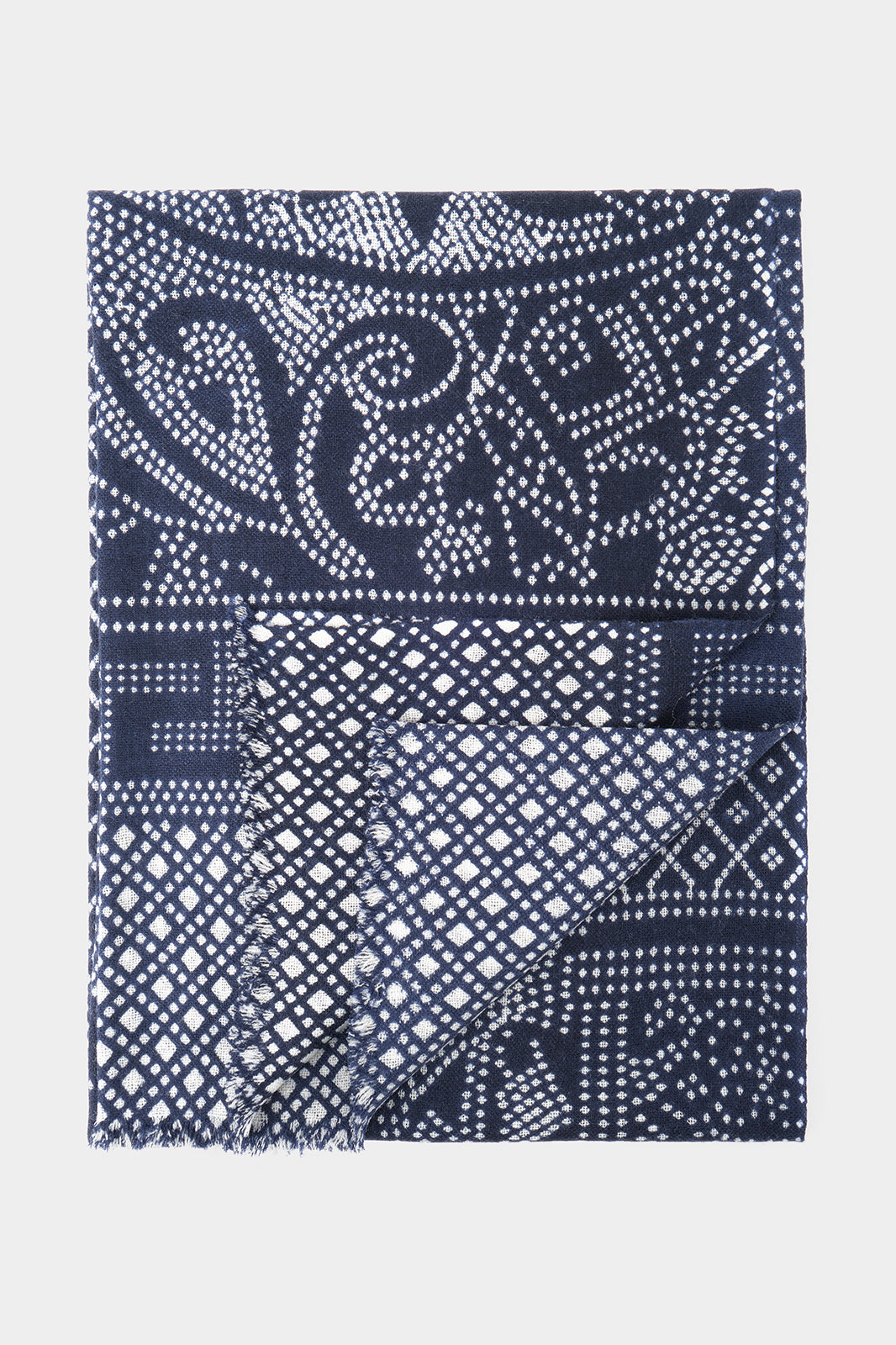 Chèche bleu imprimés blanc