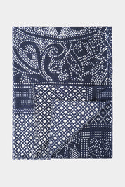 Chèche bleu imprimés blanc