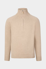 Vue sur fond blanc d'un pull camionneur en beige