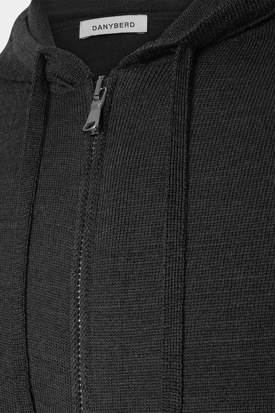 Gilet zippé à capuche en laine - Gris Anthracite