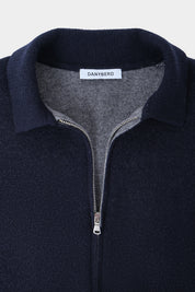 Gilet zippé en laine et cachemire - Marine