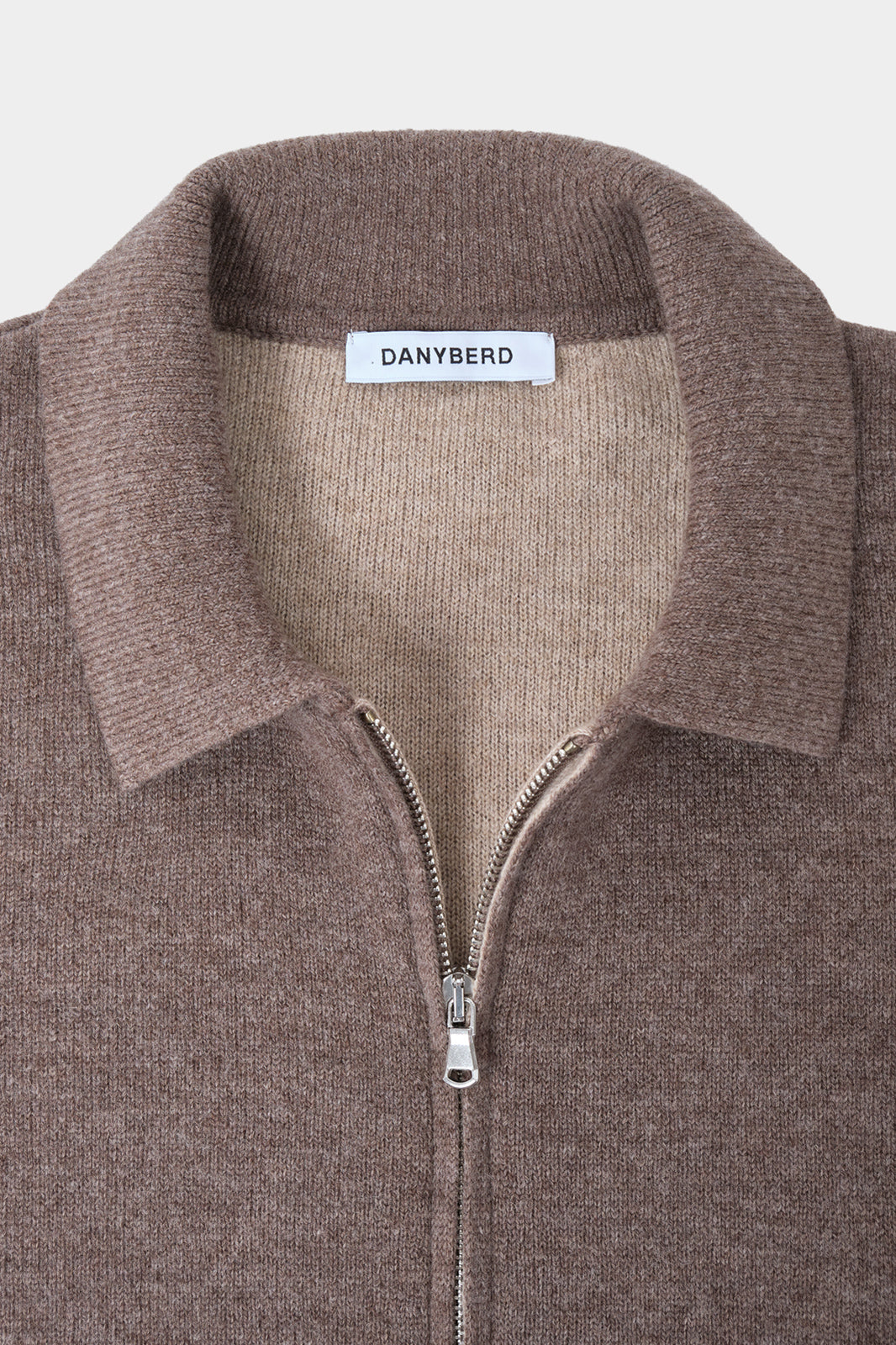 Gilet zippé en laine et cachemire - Noisette