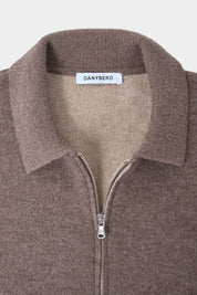 Gilet zippé en laine et cachemire - Noisette