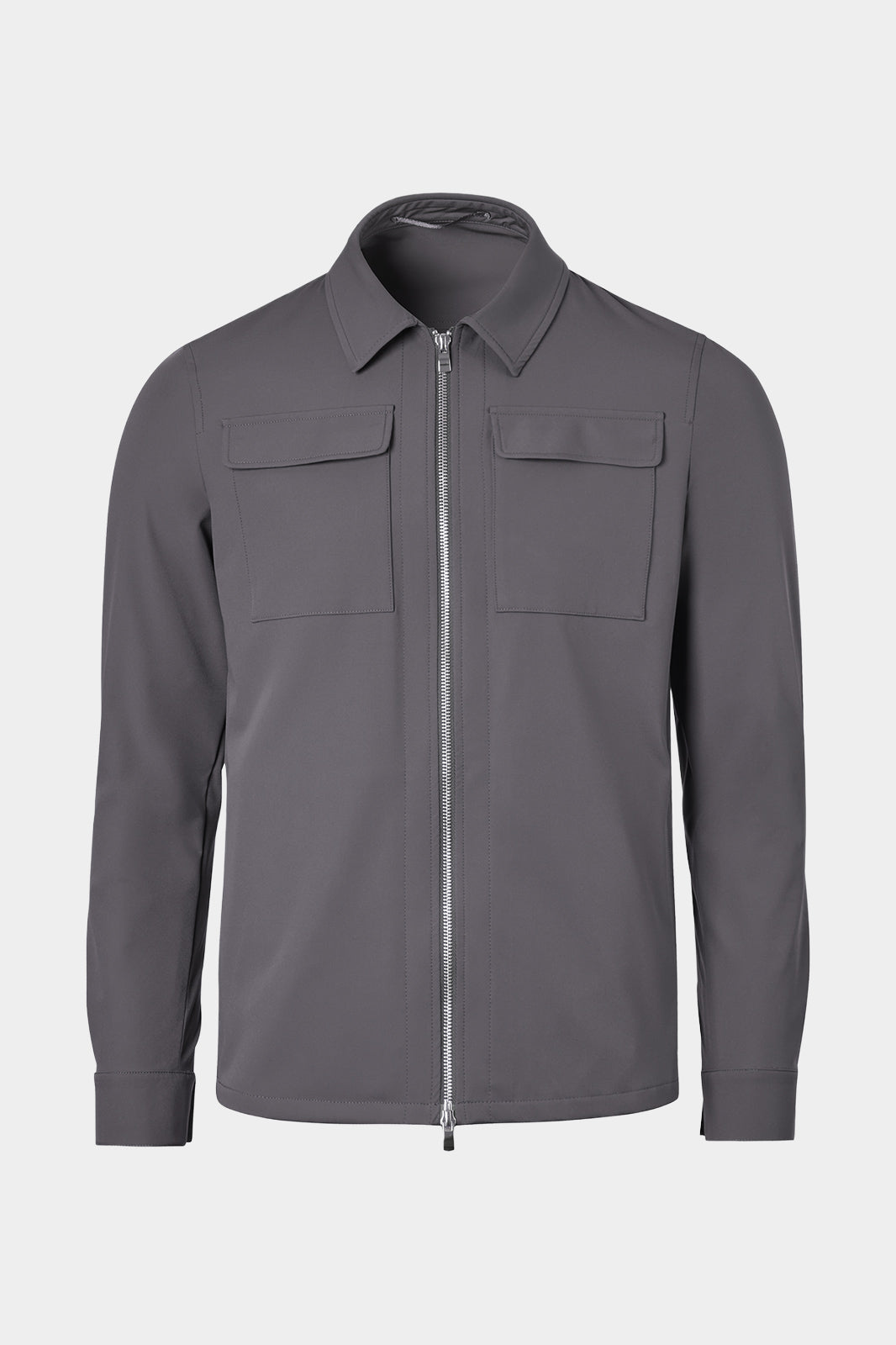 Vue sur fond blanc d'un blouson technique Bon couleur gris.