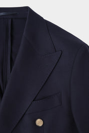Blazer croisé en laine stretch - Marine