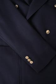 Blazer croisé en laine stretch - Marine