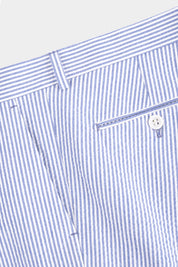 Costume croisé poche plaquée à rayure Blanc et Bleu
