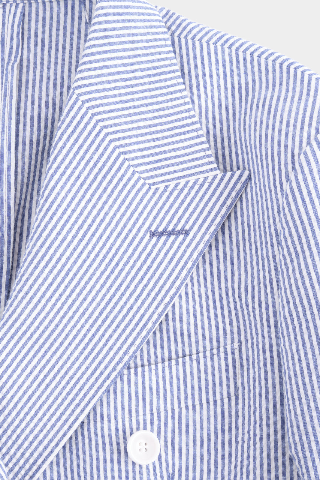 Costume croisé poche plaquée à rayure Blanc et Bleu