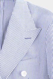 Costume croisé poche plaquée à rayure Blanc et Bleu