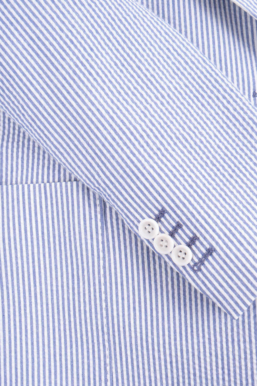 Costume croisé poche plaquée à rayure Blanc et Bleu