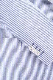 Costume croisé poche plaquée à rayure Blanc et Bleu