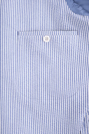 Costume croisé poche plaquée à rayure Blanc et Bleu
