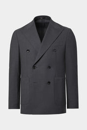 Costume croisé en laine stretch - Gris anthracite