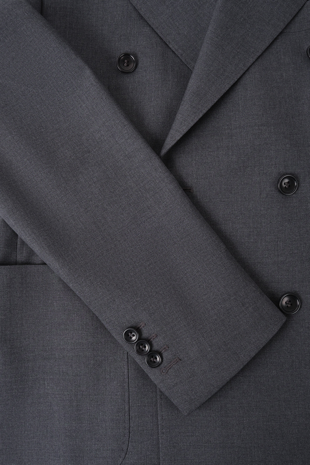 Costume croisé en laine stretch - Gris anthracite