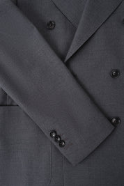 Costume croisé en laine stretch - Gris anthracite