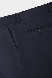 Costume croisé en laine stretch - Marine