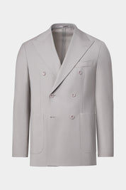 Costume croisé en laine stretch - Gris clair
