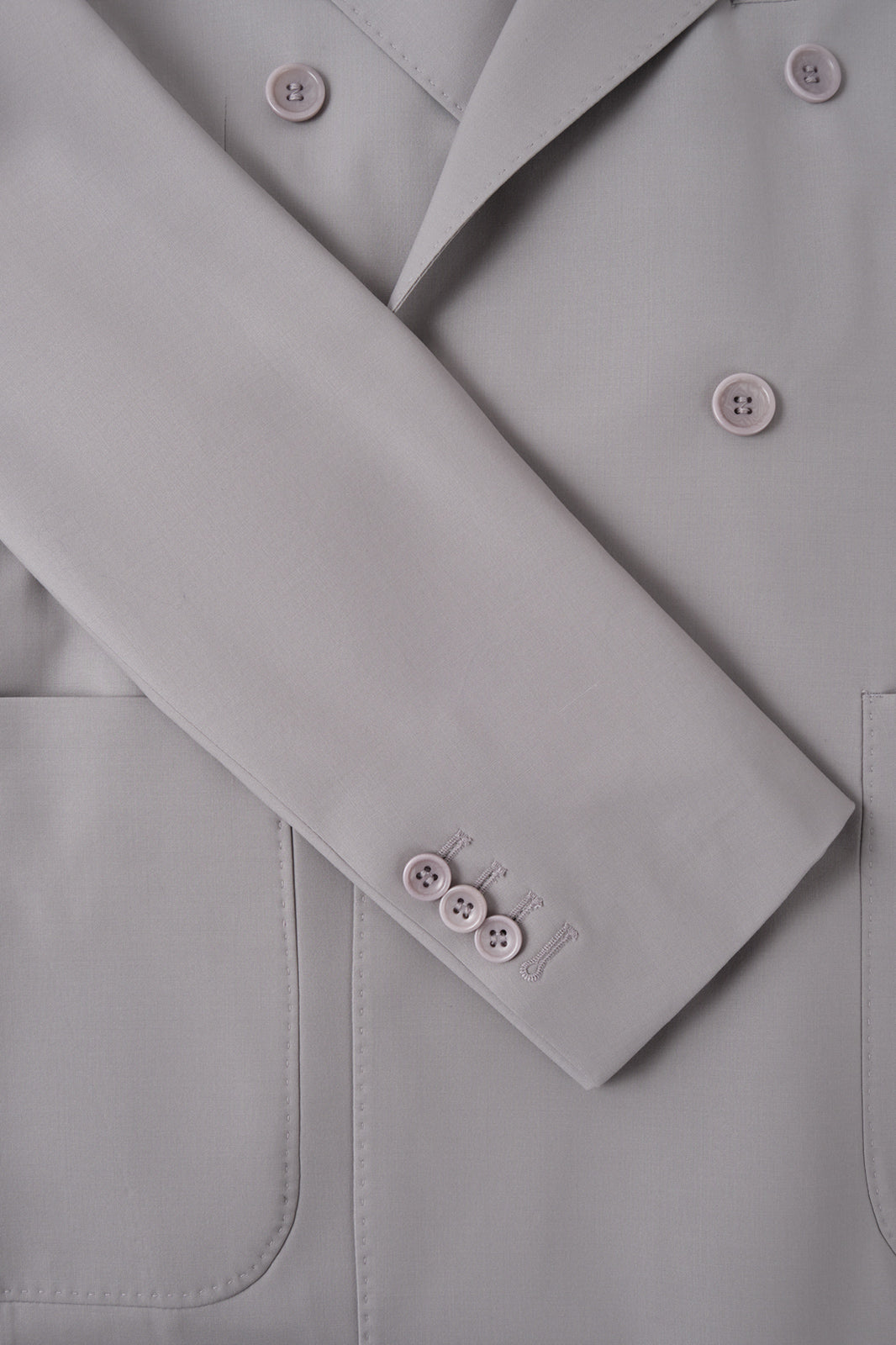 Costume croisé en laine stretch - Gris clair
