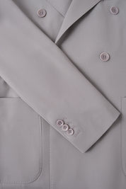Costume croisé en laine stretch - Gris clair
