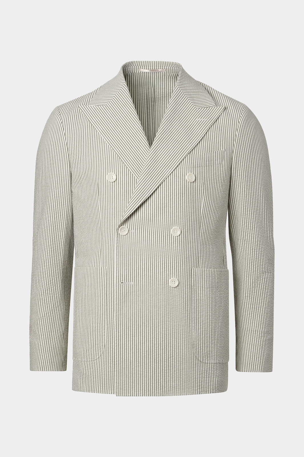 Costume croisé à rayures Seersucker - Blanc et kaki
