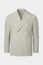 Costume croisé à rayures Seersucker - Blanc et kaki