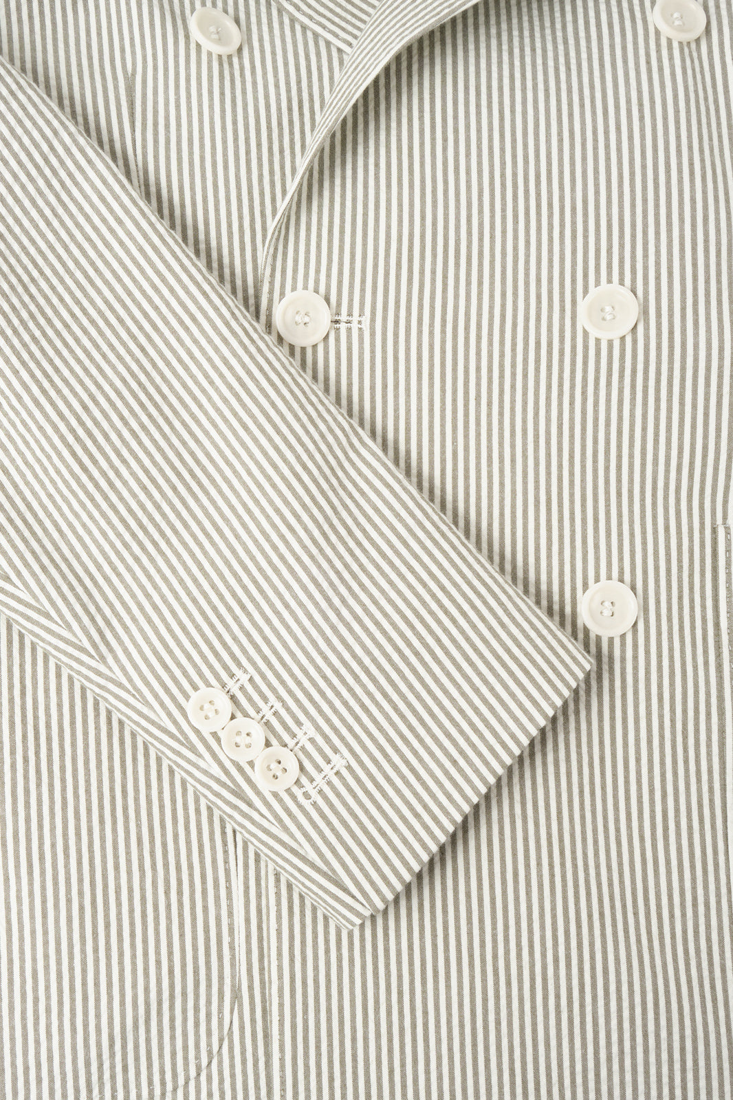 Costume croisé à rayures Seersucker - Blanc et kaki
