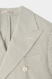 Costume croisé à rayures Seersucker - Blanc et kaki