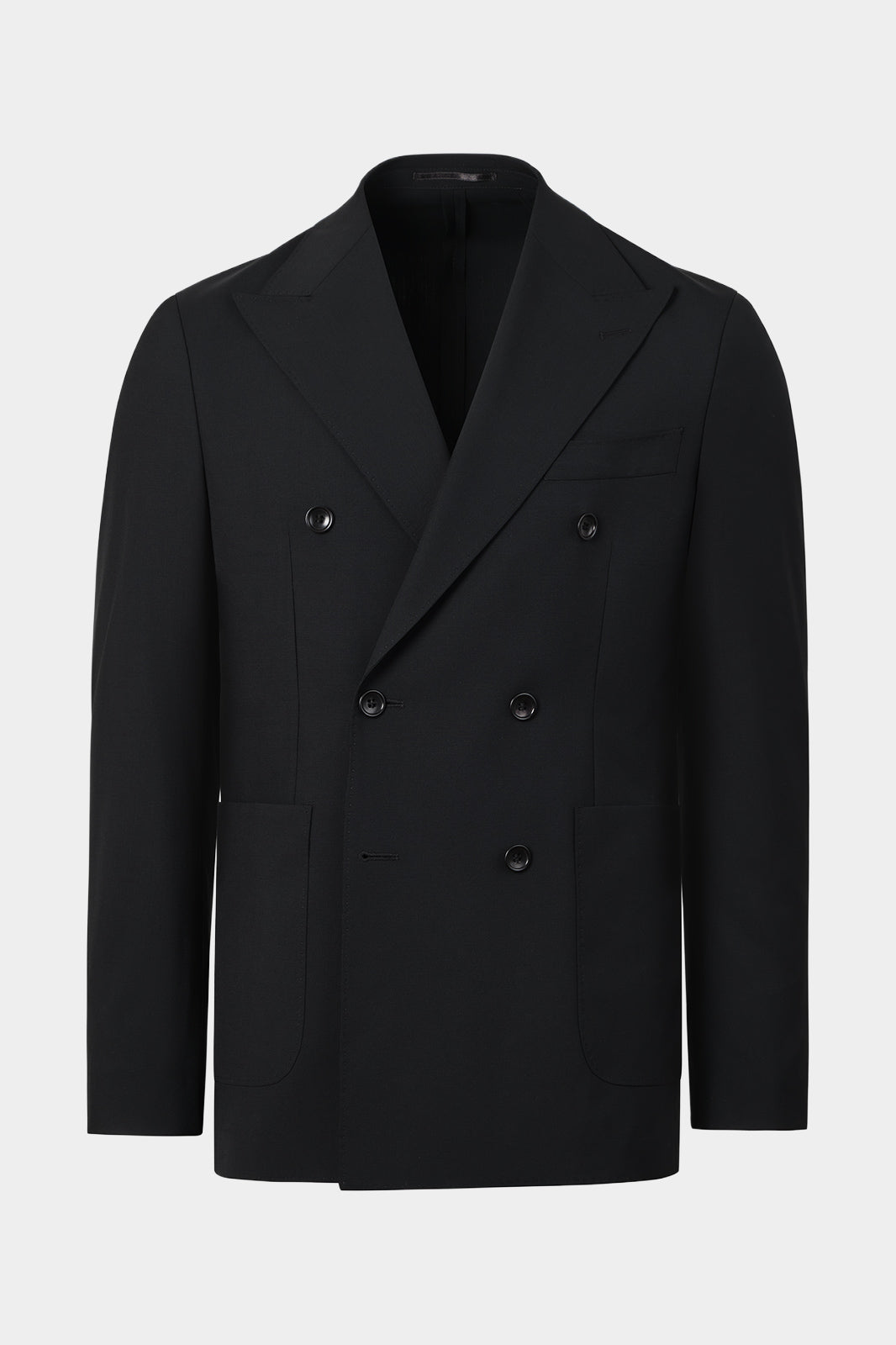 Double-breasted wool suit with patch pockets - Black - Swiss price 409
